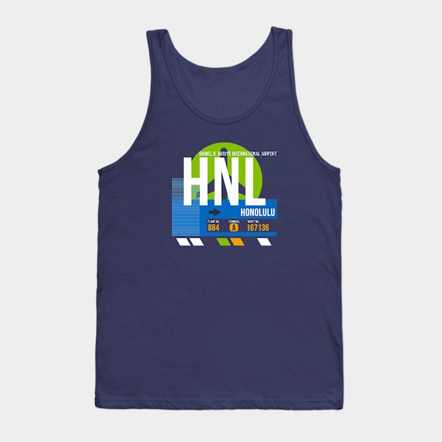 Honolulu (HNL) Airport // Retro Sunset Baggage Tag Tank Top by Now Boarding